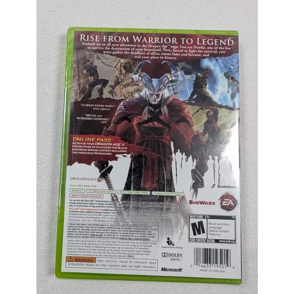 Dragon Age II Xbox 360 BioWare EA RPG Video Game NTSC 2011 sealed NEW